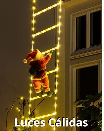 Escalera Luces de Navidad de Papá Noel - Incluye Escalera LED 2 mtr + Papa Noel de 30cm