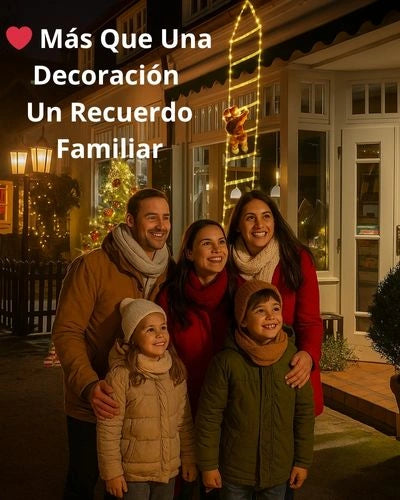 Escalera Luces de Navidad de Papá Noel - Incluye Escalera LED 2 mtr + Papa Noel de 30cm
